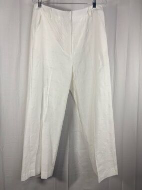 NWT TONET Womens White Textured Floral Pattern Wide-Leg Pants Size 10